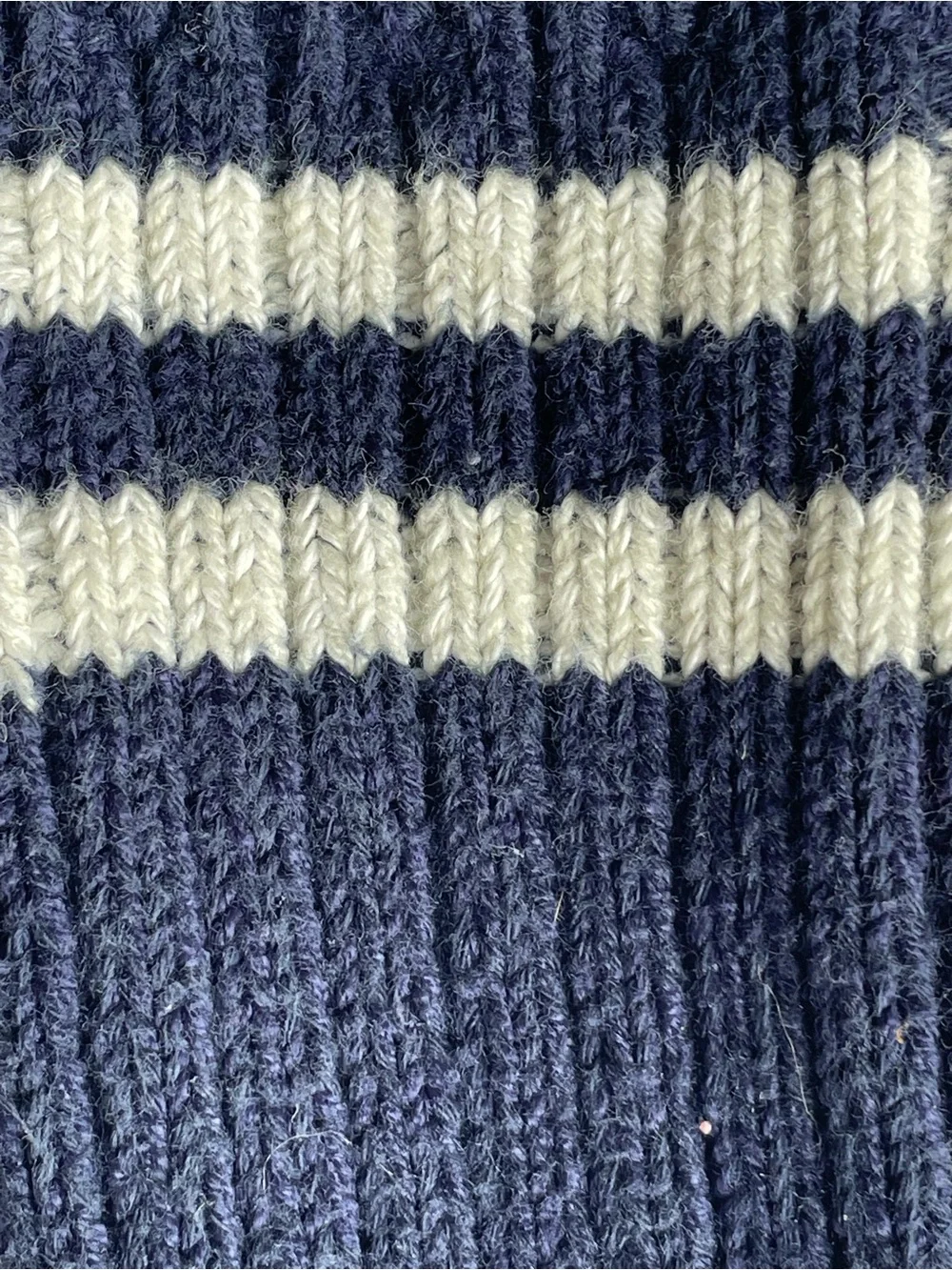 aerie Navy Crew Socks with White Double Stripe
